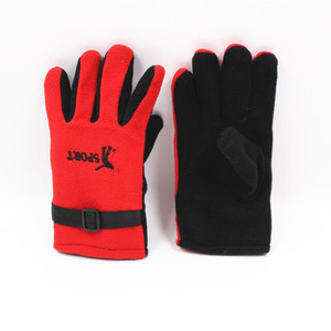 Women's Fleece Warm <b>Gloves</b> Winter Windproof Motorcycle Cycling <b>Red</b> Black Sport Logo Adjustable Strap - Product Image 4