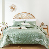 Lot de 3 draps de lit légers à motif diamant, écologiques, toutes saisons, matelassés par ultrasons, en polyester et coton, style vintage