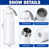 Botol Minum Tumbler 500 ml Back to School, Botol Air ramping untuk Sublimasi, Hadiah Natal, Botol Portabel Outdoor dengan Tali