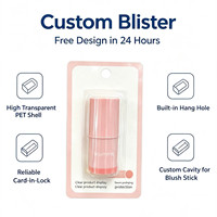 Emballage en blister PET recyclable personnalisé, boîte carrée à charnières transparente, palette de fards à paupières vide, pot à poudre libre