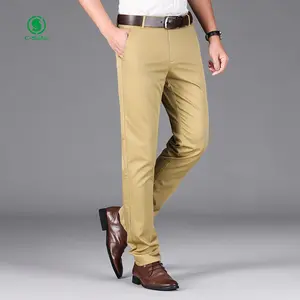 Pantalon habillé pour homme, printemps, été, décontracté, couleur unie, jambe droite, coton extensible confortable, Tencel