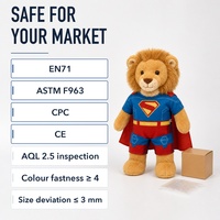 Accessoires de poupée lion super-héros en coton doux personnalisés, vêtements amovibles, combinaison et cape pour enfants, cadeaux d'anniversaire, vente en gros