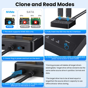 M.2 Dual Bay <b>SSD</b> Enclosure NVMe Support 6TB <b>External</b> Clone Dock For Data Transfer And Backup - Product Image 5