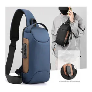Лидер продаж, деловая сумка-слинг, противокражный замок с паролем на одно плечо, нагрудная сумка с USB-портом для зарядки