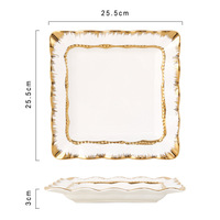 Ensemble de vaisselle de luxe en céramique, bord doré, blanc Style nordique, en forme de pêche, offre spéciale,