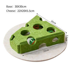 Nuevo juguete de caja de juego de rompecabezas de gato hecho <span class=keywords><strong>en</strong></span> <span class=keywords><strong>fieltro</strong></span> <span class=keywords><strong>en</strong></span> forma de queso con campana y Palo de juguete para gatos para aliviar el aburrimiento de los gatos producto para mascotas - Product Image 6