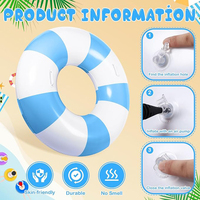 3 Pcs Summer Beach Swim Ring avec poignées Set Gonflable Pool Inner Tube Classic Striped Pool Ring Floats for Adults Teens