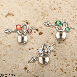เครื่องประดับเจาะแฟชั่น VIEN Jewellery ZPO-177 ทำจากไทเทเนียม ASTM F136 รูปทรงเปลือย ประดับเพชร CZ แบบหลังแบน สำหรับเจาะริมฝีปาก จมูก - Product Image 5