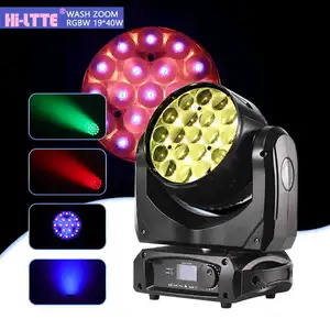 오스람 led rgbw CE RoHS 맥 아우라 DMX 꿀벌 눈 마틴 무대 빛 dj 19*40w 줌 led dj 바 디스코 용 이동 헤드 워시 rgbw