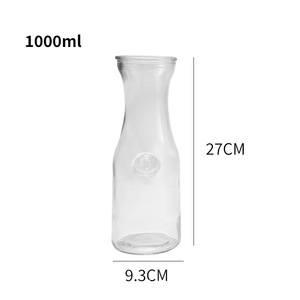 Ensemble de 2 carafes en verre avec couvercles, pichet à eau de 1 litre pour <span class=keywords><strong>bar</strong></span> à mimosa, brunch, eau froide avec couvercles en plastique - Product Image 6
