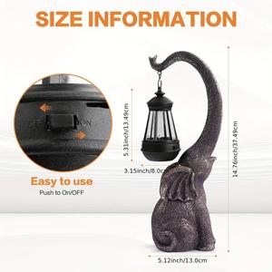 فانوس ضوء ديكور حديقة الفيل الحلي الراتنج الشمسية الفيل - Product Image 2