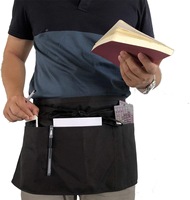 Tablier court à bretelles pour femmes et hommes Sac rembourré avec 3 poches en tissu tissé pour serveur serveur