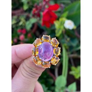 925 Silver Amethyst & Citrine Cocktail <b>Ring</b> Royal Dual Gem Amethyst & Citrine Cocktail <b>Ring</b> in 925 Silver Luxe Amethyst - Product Image 6