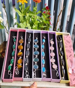Premium <b>Handmade</b> Zinc Alloy Natural Stone Teardrop Gemstone <b>Necklace</b> for Women Classic Elegant Design Office Casual Party Wear - Product Image 1