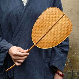 Éventail en bambou fait main de style chinois rétro, écologique, motif quadrillé, technique de peinture, pour rafraîchissement estival, entièrement fait main - Product Image 3