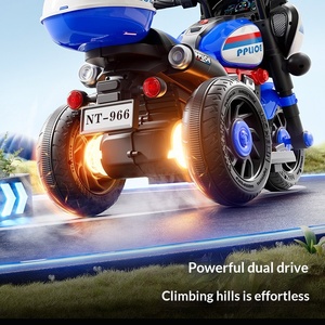 Moto électrique pour enfants, tricycle, voiture de <span class=keywords><strong>police</strong></span> pour garçons et filles de 6 ans, jouet en plastique rechargeable télécommandé - Product Image 4