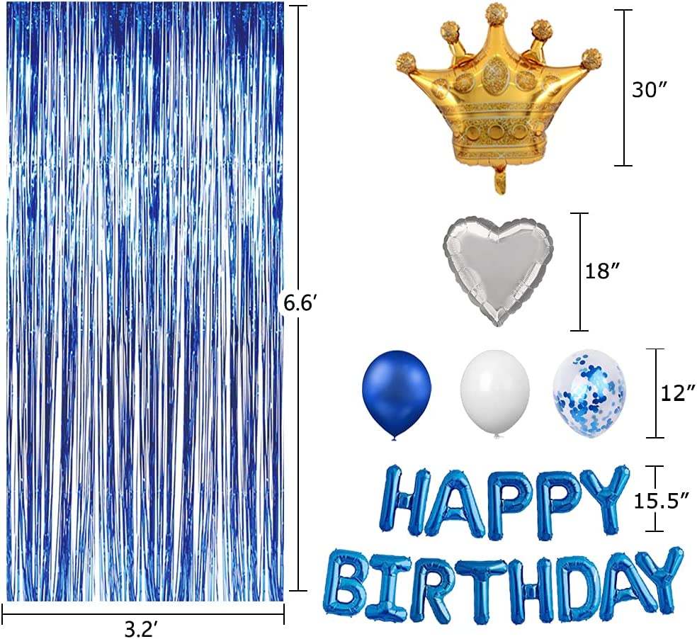 Cerchietto Blu Aprince Con Scritta Buon Compleanno - Corona Con Paillettes Per Festa Compleanno Ragazze E Donne