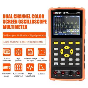 Osciloscopio y Multímetro Portátil VICTOR 1122S de 60MHz con Pantalla de 6000 Lecturas, Generador de Señales 3 en 1 - Product Image 2