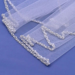 <span class=keywords><strong>Voile</strong></span> <span class=keywords><strong>de</strong></span> mariée artisanal Yutang à bordure perlée, personnalisé, monocouche, en cristal, avec traîne et peigne pour accessoires <span class=keywords><strong>de</strong></span> robe <span class=keywords><strong>de</strong></span> mariée - Product Image 2