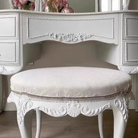 Coiffeuse en bois massif sculpté de style provincial français avec miroir et tiroirs, ensemble de coiffeuse blanche avec tabouret pour chambre à coucher