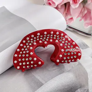 HONEY 2024 Factory Classic Red Lips Acetate Hair Claw Cute High Quality Ladies Acetate Hair Clip Claw