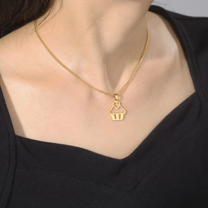 Collar con colgante de <span class=keywords><strong>Cupcake</strong></span> de corazón encantador Myshape para mujeres y niñas, cadenas de cuello de acero inoxidable, regalo de joyería de tendencia 2025 para fabricante de pasteles - Product Image 6