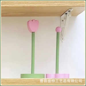 Flower Shape Wooden Tissue Holder Desktop <b>Kitchen</b> <b>Paper</b> Towel Stand With Pink Green Design For Home Use - Product Image 2
