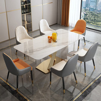Ensemble de salle à manger designs rectangle ensemble de table à manger 6 chaises en acier inoxydable table à manger rectangulaire