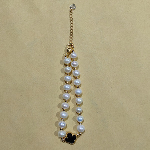Freshwater Pearl <b>Bracelet</b> 7-8mm Near Round Heart Shape <b>Red</b> Black Zinc Alloy Jewelry Gift - Product Image 5