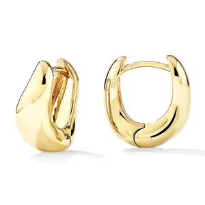 Gemnel fashion 925 sterling silver 18k gold small medium huggie wave dome hoop earrings set