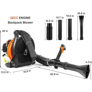 Souffleur sans fil EB808A de qualité industrielle, alimenté à l'essence, 52 cm³, 2 temps, 210 mph, 470 CFM, pour l'entretien des pelouses, le patio, cadeau - Product Image 4
