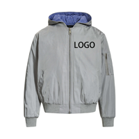 Blouson Bomber Homme Personnalisé à Capuche OEM ODM Vente en Gros Doublure à Carreaux Manches Longues Coupe-Vent Léger Mode Streetwear