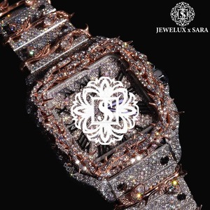 Reloj con Incrustaciones de Moissanita en Oro Rosa, Suministro al por Mayor, OEM, para Bodas, Discotecas y Ocasiones Especiales, Disponible a Precio de Fábrica - Product Image 1