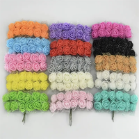 Mini têtes de fleurs artificielles réutilisables faites à la main, 144 pièces, roses en mousse artificielles, accessoires pour fleurs de mariage DIY, pinces à cheveux de mariée