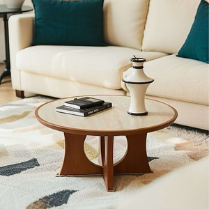 <b>Retro</b> Solid Wood Coffee <b>Table</b> With Perforated Design For Living Room Home Minimalist Style - Product Image 4