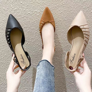 Sandalias para mujer Nuevo estilo retro Hada francesa con y dedos Perezosos e inclinados para zapatos planos - Product Image 5