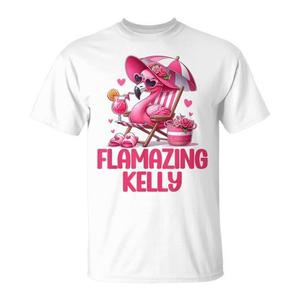 T-shirt pour femme Flamazing Kelly Pink Flamingo Tropical Beach Scene - Product Image 1