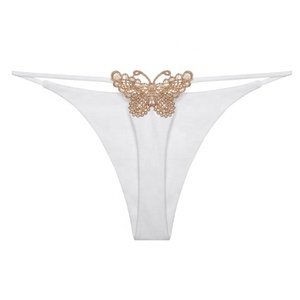 Fabrieksprijs Dubbellaagse Riem <span class=keywords><strong>Sexy</strong></span> String Vlinder Borduurwerk Lage Taille <span class=keywords><strong>Sexy</strong></span> Bikini Katoenen Vrouwen Slipje - Product Image 4