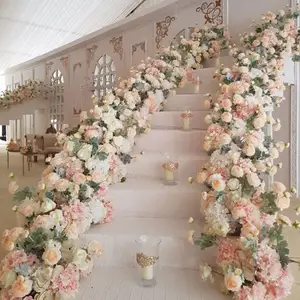 GIGA china cheaper flower aisle runner 3m stair decore artifical flowers customized