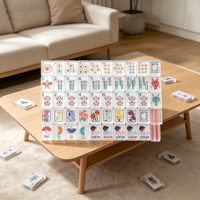 Ensemble de Mahjong de Luxe Écologique Pliable en Acrylique, 160 Tuiles pour 4 Joueurs, Design Tortue Est-Meilleure que l'Ouest, Table de Jeu Moderne