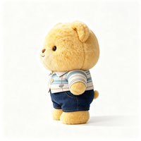 Adorable Ours en Peluche avec Chemise Rayée et Short, Doux et Moelleux, Compagnon pour Enfants, Cadeau, Décoration d'Intérieur