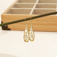 Anting Resin Bunga Kering Bentuk Tetesan Air dari Paduan Logam Grosir, Bunga Asli yang Dipres, Perhiasan Gaya Boho, Hadiah Hari Ibu untuk Wanita