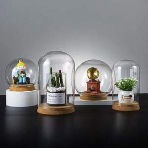 Paralume <span class=keywords><strong>in</strong></span> vetro di lusso moderno con coperchio <span class=keywords><strong>in</strong></span> bambù di diverse dimensioni per <span class=keywords><strong>vaso</strong></span> <span class=keywords><strong>da</strong></span> tavolo con <span class=keywords><strong>fiori</strong></span> di carne conservati - Product Image 4