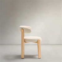 Chaises d'appoint confortables de style moderne, chaise de salle à manger en chenille beige avec pieds en bois pour salle à manger