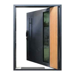 Portes d'entrée pivotantes en aluminium noires résidentielles américaines pour maison, résistantes aux impacts d'ouragan, antivol, avec design en grille de verre - Product Image 3