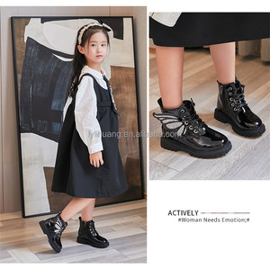 Nuovi stivali alla moda per bambini stivali in pelle con ali di farfalla da ragazza stivali alti - Product Image 4