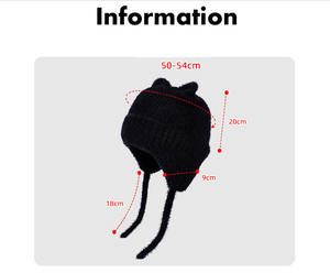 หมวกบีนนี่ถักไหมพรมหูแมวสำหรับเด็กวัยหัดเดินหมวกอะคริลิคให้ความอบอุ่นสำหรับฤดูหนาว - Product Image 2
