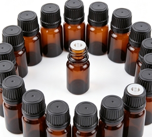 Vente en gros de flacons d'huile essentielle en verre ambré de 10 ml avec bouchon à tête large anti-effraction résistant aux enfants - Product Image 1