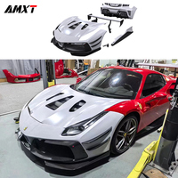Kit de Carrocería Completo de Fibra de Carbono Seca Challenge EVO para Ferrari 488, Faldones Laterales y Alerón - Excelente Calidad, Buen Ajuste, Fácil Instalación