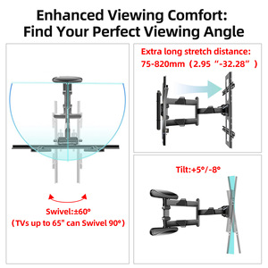 Hillport <span class=keywords><strong>TV</strong></span> tường gắn <span class=keywords><strong>Bracket</strong></span> hỗ trợ 40-80 inch ngang và dọc màn hình xoay - Product Image 4
